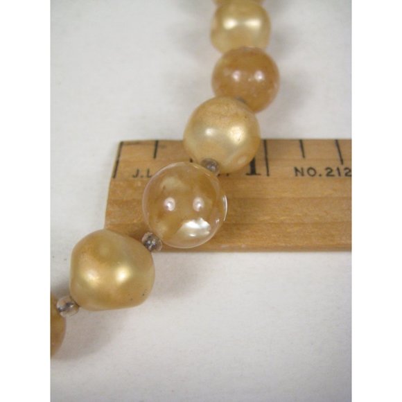 Marvella Iridescent Plastic Beaded Choker Gold Necklace 15 Inch Vintage 1950s - Picture 3 of 10